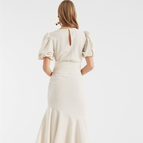 Sachin & Babi Camila Ivory Crepe Ruched Mermaid Maxi Dress NEW $650 Size 10 - Picture 6 of 13